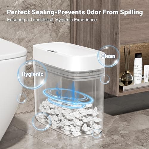 JUDRDO Small Trash Can for Bathroom, 3.5 Gallon Automatic Touchless Trash Can with Lid,Motion Sensor Slim Garbage Can Waterproof Trash Bin Waste Basket for Bedroom, Kitchen - Thumbnail 5