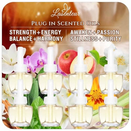 Plug In Air Freshener Refills 8 Pack - Fresh floral, Fruity scent, Complex fragrance, Woody Scented Refill for Home, Bedroom, Bathroom Use, Compatible with Air Wick & Glade, Not Include Glade Plus