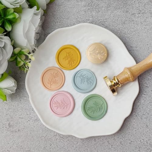 Pilloze Olive Branch Wax Seal Stamp, 3D Embossed Relief Carving Brass Head and Wood Handle for Wax Seal Stamp Kit, Decor for Thanksgiving Card/Envelope/Gift Wrap/Wedding Invitation/Vellum Jacket - Thumbnail 6