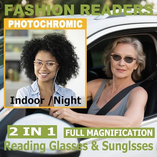Yiwaeye Photochromic Blue Light Blocking Reading Glasses for Women, Stylish TR90 Cateye Sun Readers Anti UV Ray Glare Filter 2 Pack Purple/Brown 1.5+ - Thumbnail 2