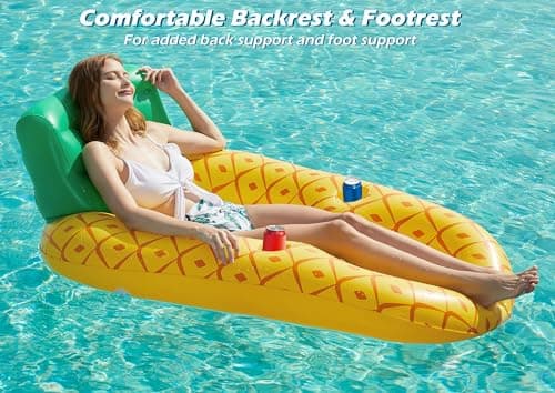 Jasonwell Inflatable Pool Float Adult - Pool Floaties Lounger Floats Raft Floating Chair Water Floaty for Swimming Pool Lake Lounge Float with Cup Holders Beach Pool Party Toys for Adults - Thumbnail 2