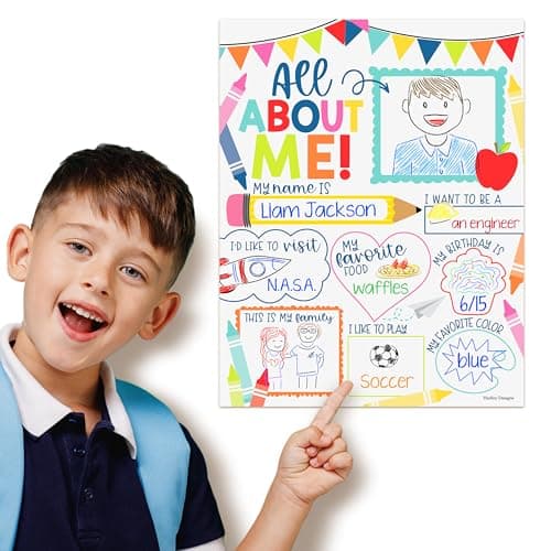 Hadley Designs All About Me Posters for Classroom Must Haves - 20 Star Student Poster, 100 Days of School Items, Star of The Week Poster Elementary Classroom Decor, End of School Year Teacher Supplies - Image 1