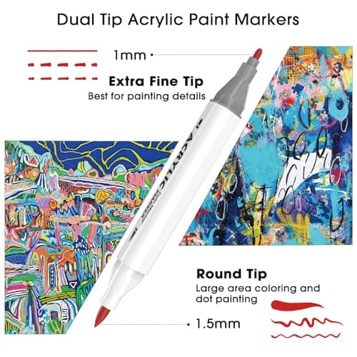 TOUCH AURORA 80 Colors Dual Tip Acrylic Paint Markers, Permanent Pens - Thumbnail 5