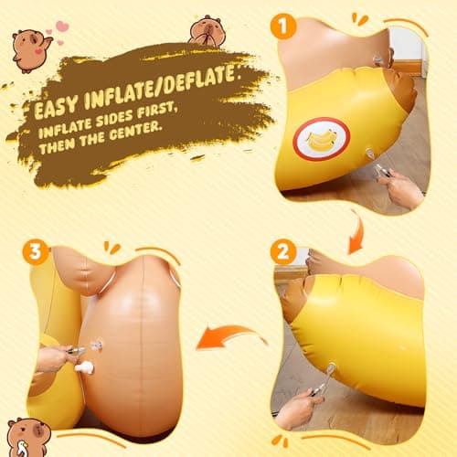 Capybara 72'' Pool Float for Kids with Sprinkler, Inflatable Pool Float, 3-in-1 Water Toy Pool Raft & Rocking Rider, Summer Outdoor Water Toys for Yard, Pool & Beach - Thumbnail 5