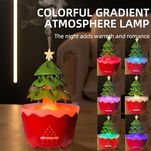 Raindrop Humidifiers for Bedroom, Small Humidifier, Aromatherapy Essential Oil Diffuser,Essential Oil Diffuser with Atmosphere Light, Humidifier with 4 timers,Suitable for Bedroom,Gym,Yoga Room - Thumbnail 4