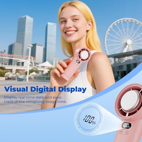 HandFan 5200mAh High Speed Handheld Turbo Fan, 1-100 Speeds Adjustable Powerful Cooling Ice Fan, Portable Mini Hand Fans Rechargeable, for Summer Beach Travel Concerts, Gifts for Women(Pink) - Thumbnail 6