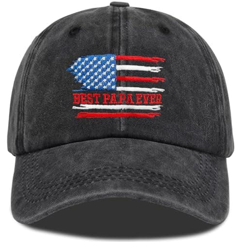 LELVK Funny Birthday Gifts for Dad - American Flag Embroidered Baseball Cap, Best Papa Ever Dad Hat