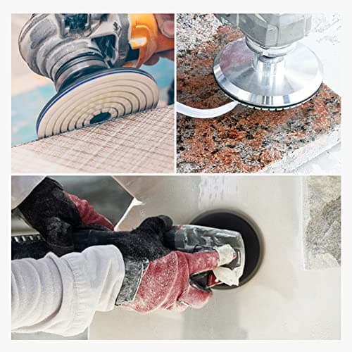 BRSCHNITT Wet Diamond Polishing Pad ,6pcs 4 inch (2 x #50,#100,#200),for Granite Stone Marble Sanding used on Grinder or Polisher, with Hook & Loop 5/8-11 Plastic Backing Holder Pads - Thumbnail 4