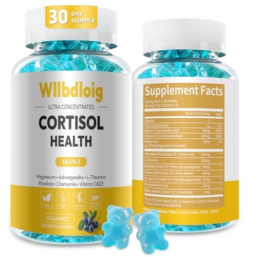 Cortisol Supplements Gummies for Women - Cortisol Manager for Stress Relief and Sleep with Magnesium, Ashwagandha, L-Theanine -Cortisol Health & Cortisol Detox for Women - 60 Vegetarian Gummies - Image 1