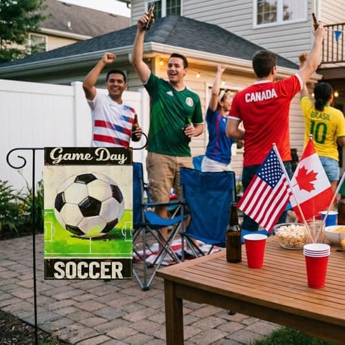 2026 World Cup Decorations USA Soccer Garden Flag, Game Day Summer Yard US Soccer Decor Garden Flags for Outside, 12x18 Inch Double Sided Outdoor Lawn Porch Party Sports World Cup Decorations Favors - Thumbnail 6