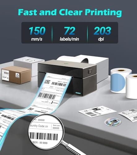 ORGBRO Thermal Shipping Label Printer, 4X6 Shipping Label Printer for Small Business Support Windows macOS Chrome Amazon Ebay Shopify USPS, Bluetooth & USB, Black - Thumbnail 2
