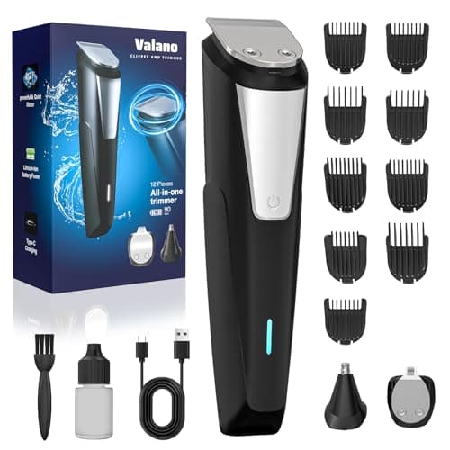Valano Beard Trimmer Hair Clippers for Men All-in-One Self-Sharpening Electric Men's Cordless Rechargeable Mustache Grooming Kit Gift for Ear Nose Body Public - Image 1