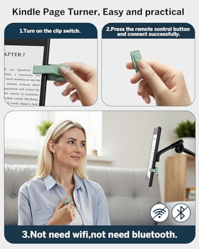 [Case-Friendly] Remote Control Page Turner Ring for Kindle Paperwhite Oasis Scribe Kobo eReaders, Camera Camcorder Remote Controls, Page Turner Clicker for iPhone ipad Tablets with Storage Bag Green - Thumbnail 3