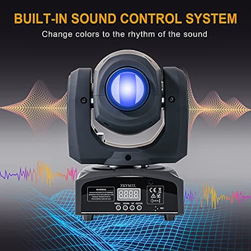 ZKYMZL 2 PCS 60W LED Moving Head DJ Lights - Professional Stage Lighting with 8 GOBOs & 8 Vivid Colors, Sound Activated, DMX512 Control - Perfect dj Lights for Parties, Weddings & More Events... - Thumbnail 3