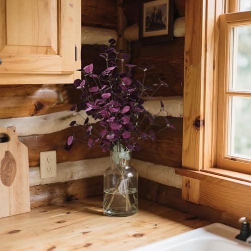 siqifloral 4PCS 24" Purple Artificial Eucalyptus Stems – Metallic Faux Eucalyptus Leaves for Halloween Decor, Fall Vase Arrangement & Christmas Home Decoration - Thumbnail 6