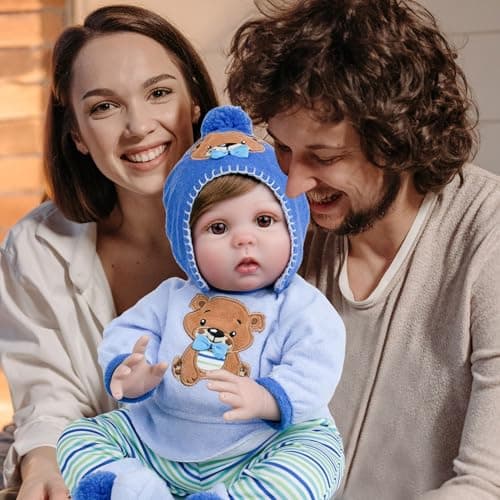 Milidool Lifelike Reborn Baby Dolls -22 Inch Realistic Newborn Soft Body Boy Baby Doll Real Life Baby Dolls with Gift Box Complete Accessories Kids Age 3+ Gifts, Pretend Play, Collection - Thumbnail 6