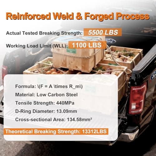 Naerza Truck Bed Tie Down Anchor for Ford F150 2015‑2025 (Lightning/Raptor) Solid Forged Steel F250 F350 F550 2015‑2025, 5500LBS Heavy Duty, for FL3Z‑99000A64‑B FL3Z‑9928408‑AB, BoxLink Bed Cleat - Thumbnail 4