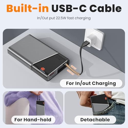 Portable Charger 20000mAh, 22.5W PD 3.0+QC 4.0 Super Fast Charging Power Bank, Cooler Aerospace Metal Case for iPhone 17 16 15 14, 13 Android iPad Samsung Google Tablet & More, Travel Essential - Thumbnail 6