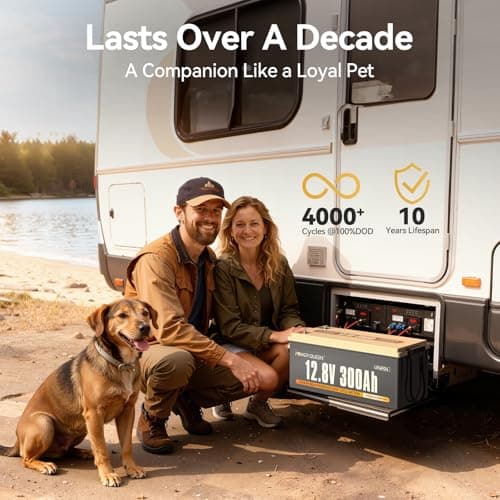 Power Queen 12V 300Ah LiFePO4 Battery, 3840Wh Lithium Battery with 2560W Power Output, Up to 15000+ Deep Cycles, BMS Protections for Solar, RV Motorhome, Marine, Off-Grid - Thumbnail 3