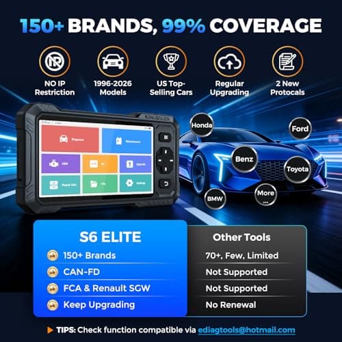 KINGBOLEN S6 Elite OBD2 Scanner, 2026 Bidirectional Scan Tool, 15 Reset, Active Test, All System Car Diagnostic Scanner, CAN FD/FCA/Renault SGW, Lifetime Free Upgrade Scanner for Car, Upgraded of S608 - Thumbnail 6