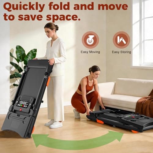 Advzon Treadmills for Home, Quiet Walking Pad Treadmill with 8% Incline, Foldable Electric Treadmill with Desk, 300lbs Weight Capacity Walking, Jogging, Running for Home Office - Thumbnail 5