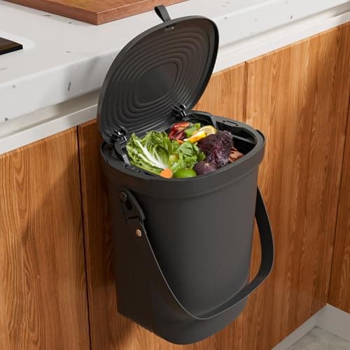 Mountable Silicone Collapsible Kitchen Compost Bin Under Sink, Surumer Hanging Trash Can with Lid for |Cupboard|Bathroom|Bedroom|Office|Camping, Indoor Compost Bucket, 2 Gallon Black - Image 1