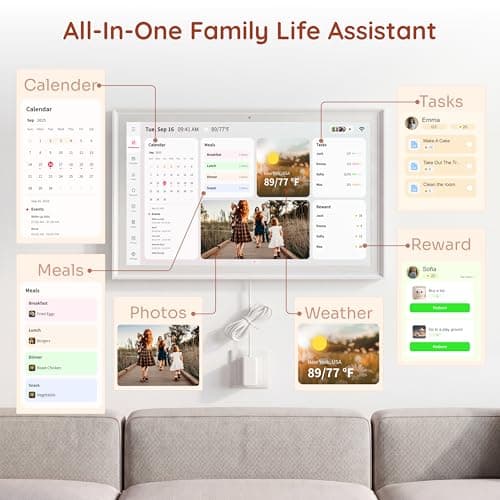 Ingnok 15.6 Inch Digital Calendar, No Subscription Electronic Calendar Touchscreen for Family Schedules, Personal Planner, Chore Chart, Reminders, 32GB, Wi-Fi, Wall & Desk Mount - Thumbnail 4