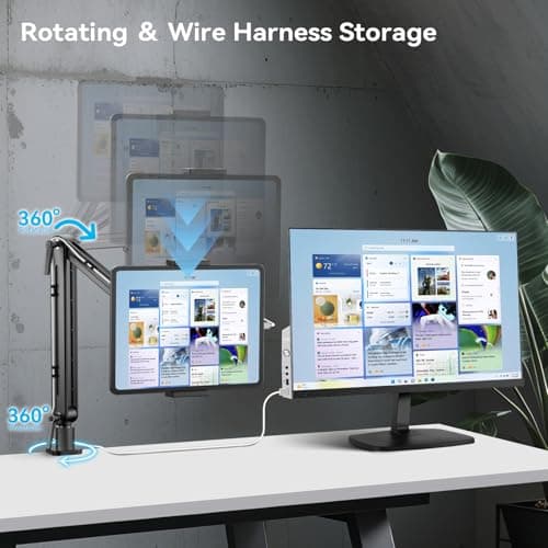 Feising Mount Soporte para Tablet/Portable Monitor/Ereader - Strong Bearing Weight over 5.5lbs with Built-in Adjusting Wrench with 360°Rotate Base Fits for ipad 4.7-15.6" Tablet Stand Holder - Thumbnail 5