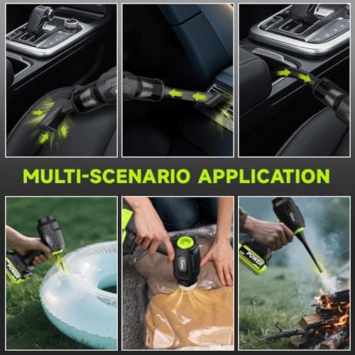 WOKEGI Handheld Car Vacuum Cordless, Portable Cars Vacuum Cleaner with 40000Pa High Power & Suction, Powerful 4-in-1 Hand Held Air Duster Fast Cleaning for Car,Home,Office,Pet Hair (Green) - Thumbnail 5