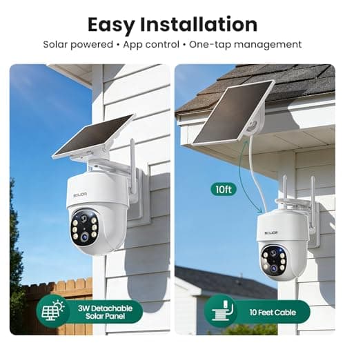 SOLIOM- 5MP Security Cameras Wireless Outdoor, No Subscription & Solar Powered,4-Cam Pack Cameras for Home Security with 360° Auto Motion Tracking, 3K Color Night Vision,5G & 2.4G Router Compatible - Thumbnail 5