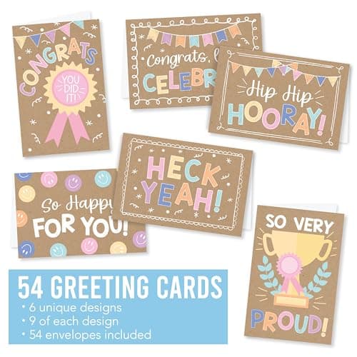 Hadley Designs Congratulations Cards with Envelopes -54 Graduation Cards 2026 Grad Card Bulk Congrats Card, Blank Greeting Notecard For Kindergarten Middle School & College Graduates, Designed in USA - Thumbnail 3