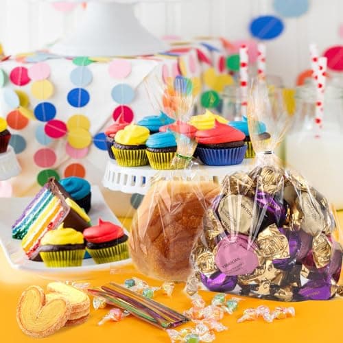 SOMIOCO 100 Pack Clear Cellophane Treat Bags 11x14 Inches OPP Plastic Gift Goodie Bags for Small business Candy Cookies Bakery Soap Party Favors Gift Wrapping Packaging with Twist Ties - Thumbnail 6