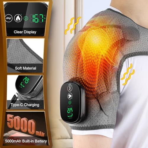 Shoulder Heating Pad, FSA Eligible Items List, Shoulder Massager for Pain Relief Deep Tissue, Heated Shoulder Brace Wrap for Men Women, Rotator Cuff Heating Pad for Pain Relief - Thumbnail 4