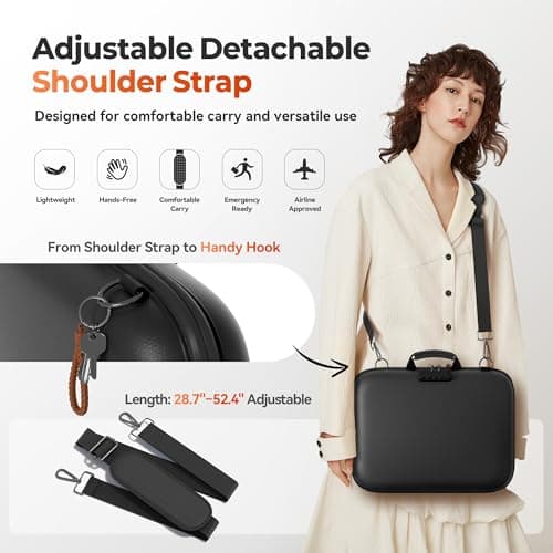 Nacial Fireproof Document Box with Lock & Shoulder Strap, Hard-Shell Fireproof File Organizer with 13 Pocket Accordion File Folder, Portable Safe Storage for Important Documents, Laptop, Black - Thumbnail 6