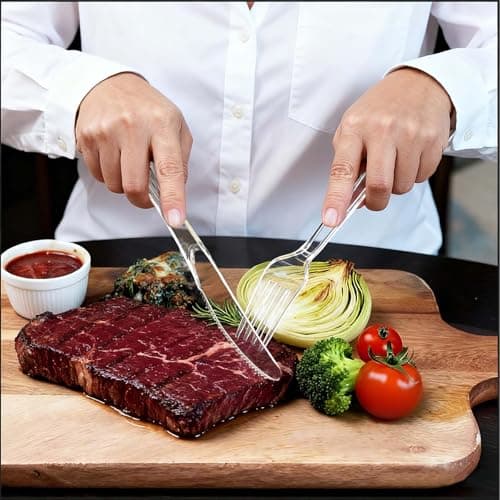 SIUQ 360 Count Heavy Duty Clear Plastic Silverware, 150 Forks, 150 Spoons, 60 Knives, Disposable Plastic Utensils Set, Plastic Cutlery Set, Plasticware Bulk for Parties, Catering, Picnic - Thumbnail 2