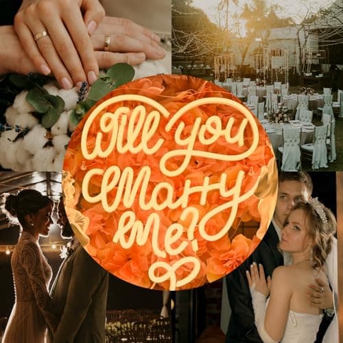Will You Marry Me Neon Signs for Wall Decor Heart Shaped Neon Light Dimmable LED Sign USB Powered Light Up Signs for Wedding Party Gift Engagement Moment - Thumbnail 2