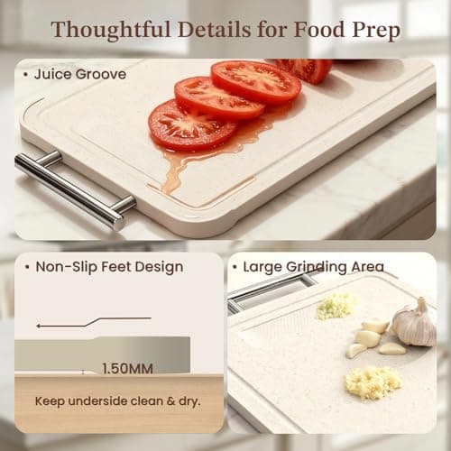 Cookeers Stainless Steel Cutting Board for Kitchen - Upgraded No Step Edge Double Side Cutting Board, Food Grade Stainless Steel/PP, Dishwasher Safe, Non-Slip, 15.8”×10.24 ” Chopping Board - Thumbnail 6