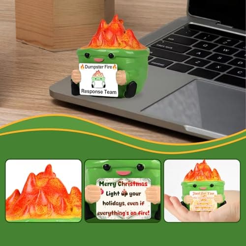 TTDOM Dumpster Fire Desk Accessories New Job Gifts for Coworker Boss Gifts for Women Social Worker Appreciation Gifts Dumpster Fire Funny Office Decor - Thumbnail 6