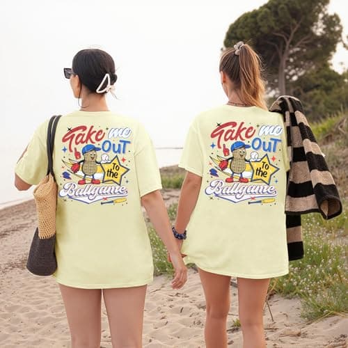 MYHALF Baseball Shirts Women Baseball Mom Shirt Oversized Ballgame Graphic Tshirt Sport Clothes Apricot - Thumbnail 6