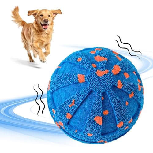 Interactive Dog Ball Toy for Medium Large Dogs, Durable E-TPU Bouncing Ball with Rechargeable Battery, Waterproof for Outdoor Play, Keeps Dogs Engaged (Blue)