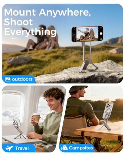 LULULOOK Rugged Magnetic Phone Tripod Stand for iPhone/Pixel 10 - Portable Strong Magnetic Phone Holder for Magsafe - Tripod Mount for iPhone 13/14/15/16/17 Pro Max & Air (Titanium) - Thumbnail 2