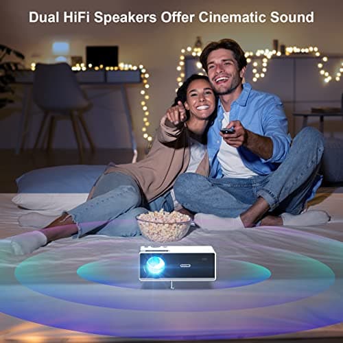 FUDONI Projector with WiFi and Bluetooth 4K Support, 300ANSI Outdoor Indoor Projector FHD 1080P Max 300" Display, Movie Video Home Theater Projector Compatible w/HDMI/USB/Phone/Laptop/TV Stick - Thumbnail 6