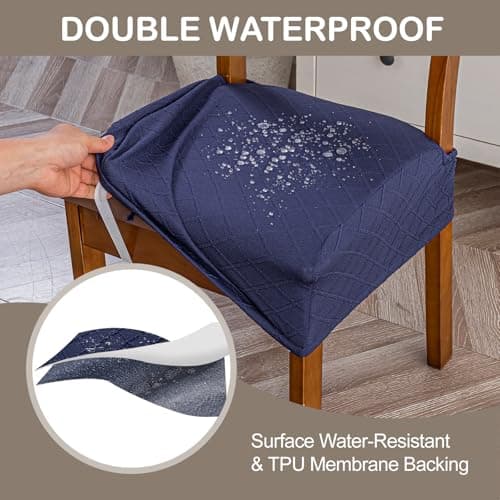 Genina Waterproof Seat Covers for Chairs Seat Covers for Dining Room Chair Slipcovers Kitchen Chair Covers Dining Chair Covers - Thumbnail 3