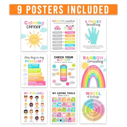 Hadley Designs 9 Calming Corner Posters for Classroom Must Haves - Calm Down Corner Supplies with Emotions Chart, School Counselor Mental Health Poster, Feelings Chart For Kids, Pastel Classroom Decor - Thumbnail 3