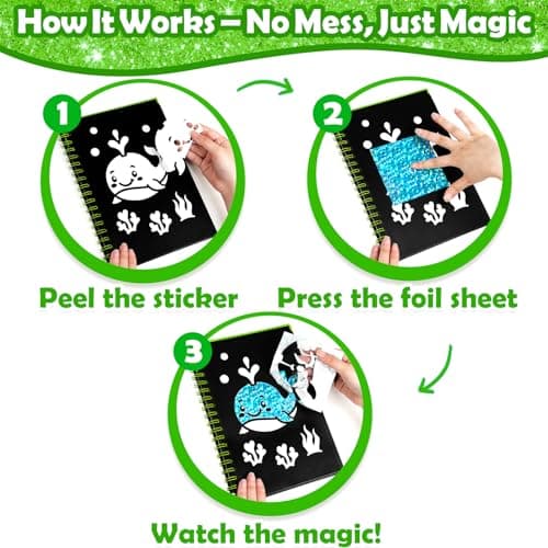 FUNNYB&G Mess-Free Foil Art Craft for Kids Ages 4-10, Kids Birthday Gift - Thumbnail 4