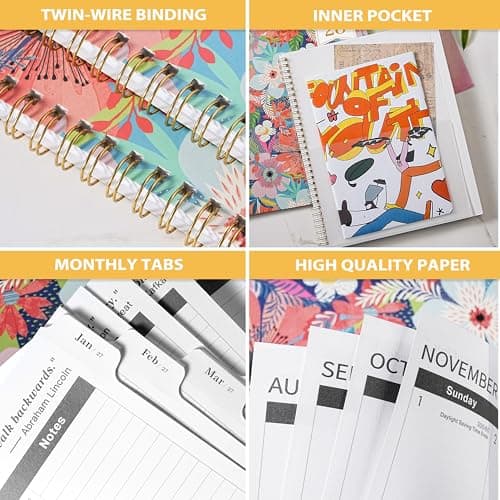 Monthly Planner 2026-2028 - 2 Year Planner 2026-2028, July 2026 - June 2028, 2 Years Monthly Planner, 9" x 11", Two Year Calendar Planners with Back Pocket, Twin-wire Binding, Tabs - Floral - Thumbnail 3