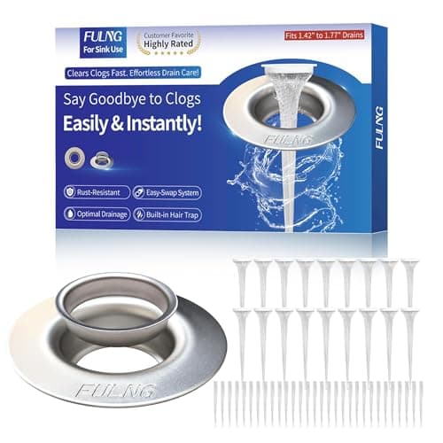 FULNG No-Touch Sink Drain Hair Catcher, 18 Replaceable Nets Included, Stainless Steel Bathroom Sink Strainer, Fits 1.4"-1.8" Drains, Mess-Free, Easy to Clean (Outer Diameter 2.5in) - Image 1