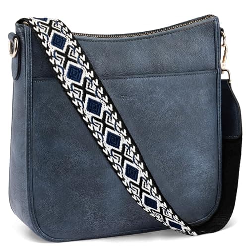 GEMIU Medium Crossbody Purse for Women Crossbody Bags Leather Shoulder Bags with Guitar Strap Blue - Image 1