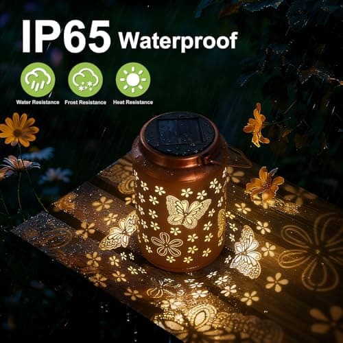 Gifts for Mom 2 Pack Butterfly Solar Lights Outdoor Garden Decor for Outside, Butterflies Solar Lantern Outdoor Waterproof for Outdoor Decor - Thumbnail 3