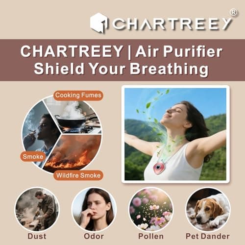 Personal Air Purifier, Chartreey Wearable Air Purifier Necklace, Ture 502 Million/cm³ High-Speed Negative Ion Generator Eliminates Dust, Pollen, Smoke, Maintenance Free(Rose Gold) - Thumbnail 5